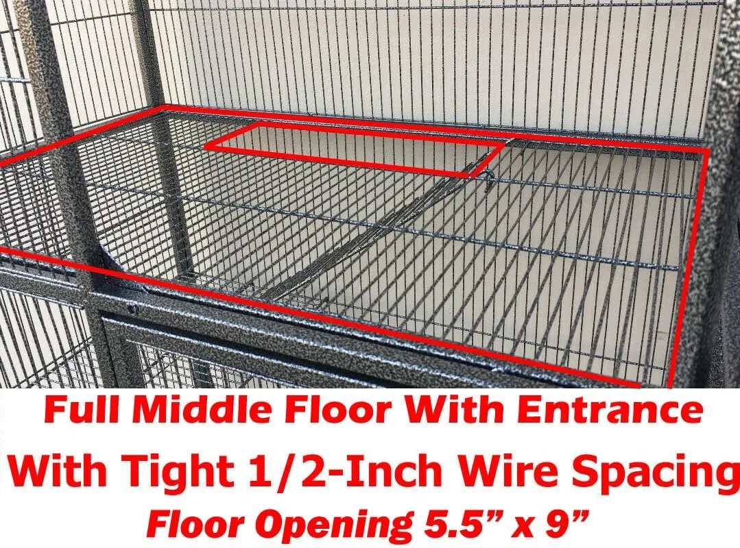 Deluxe Double Unit Two Full Story Durable Front Doors Tight 1/2-inch Wire Spacing Chew-Free Small Animal Critter Home Cage Water Bottle Food Bowl for Feisty Ferret Hammock Rat Mice On Wheels