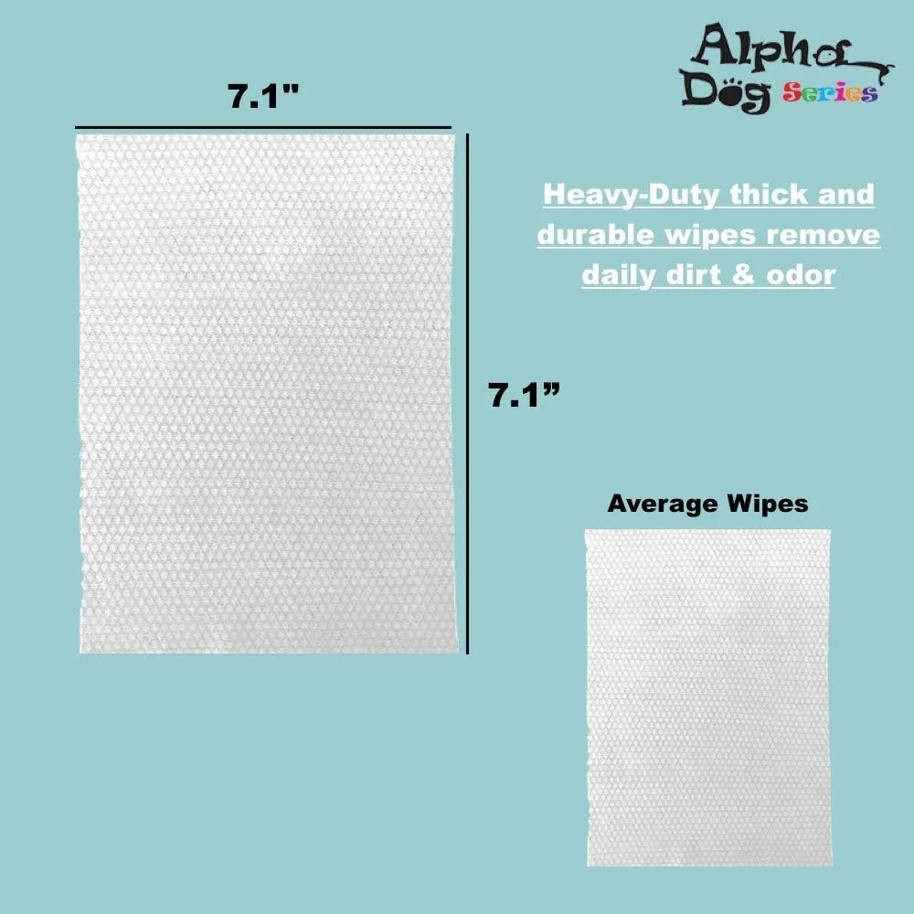 Deodorizing Hypoallergenic Heavy Duty Thick Durable Pet Grooming Wipes Unscented Cleans Face, Ears, Body, Butt and Eyes  Bath Alternative, Super Convenient, Ideal for Home or Travel (Pack of 1)