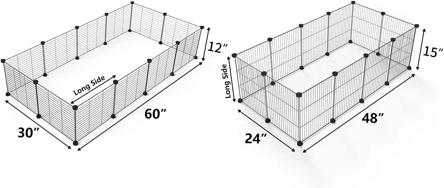 DIY Small Animal Pet Playpen, Guinea Pig Cages, Rabbit Playpen, Dog/ Puppy Playpen, Indoor Portable Metal Wire Yard Fence, 15 X 12 Inch, 12 Panels, Black
