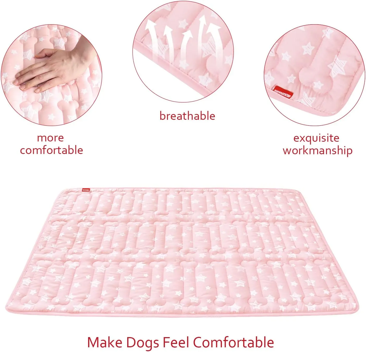 Dog Crate Mat (42" X 28"), Soft Dog Bed Mat with Cute Prints, Personalized Dog Crate Pad, Anti-Slip Bottom, Machine Washable Kennel Pad, Pink