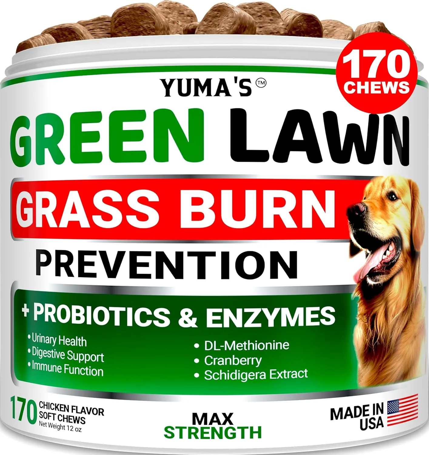 Dog Urine Neutralizer for Lawn - 170 Chews - Advanced Grass Green Savers for Dog Urine - Canine Pee Grass Neutralizer Supplement - Green Lawn Treats with Probiotics and Digestive Enzymes
