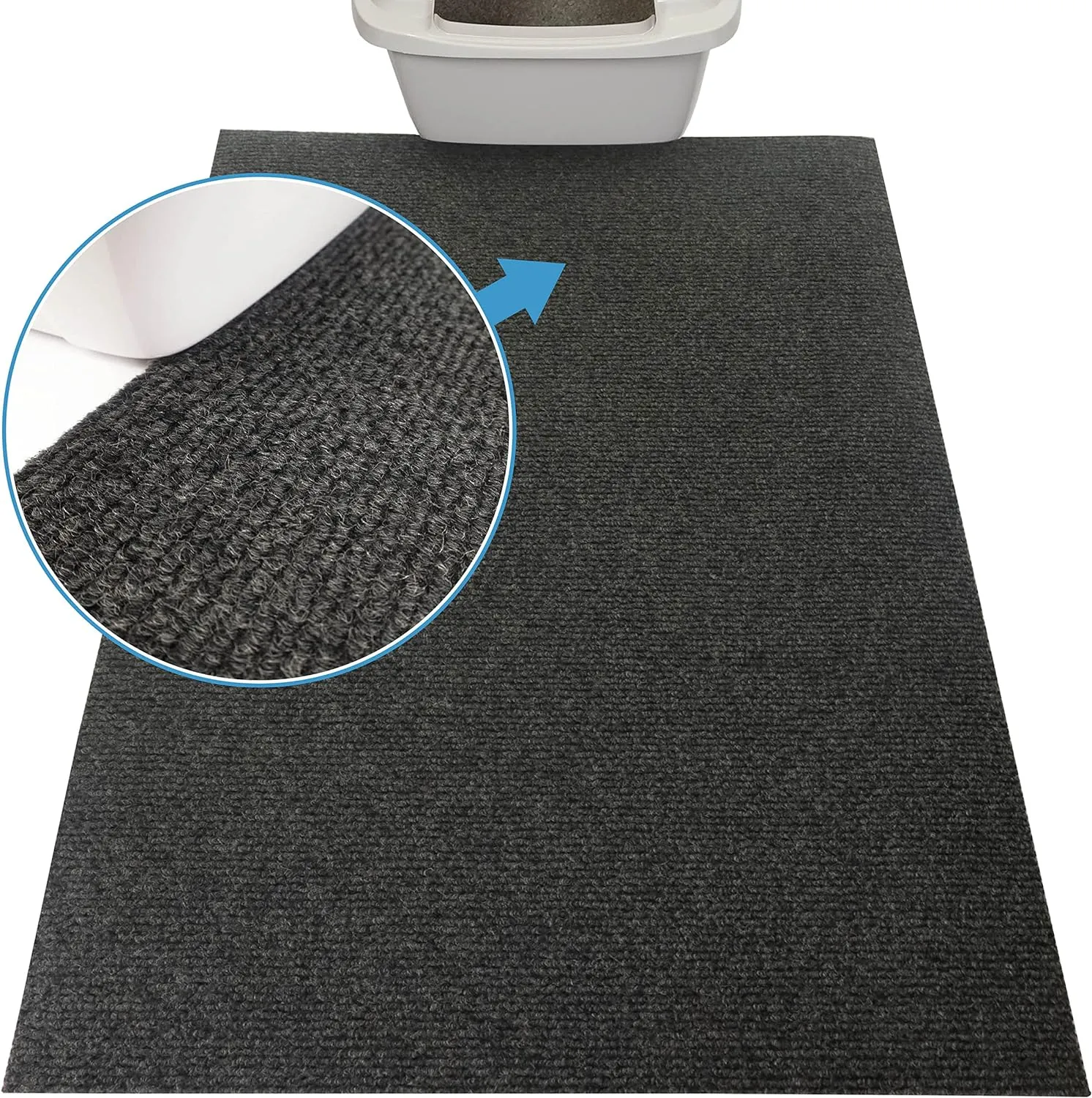 Drymate Jumbo Plush Cat Litter Trapping Mat, Traps Mess from Box, Protects Floors, Urine-Proof, Machine Washable, Soft on Kitty Paws, Absorbent, Waterproof (USA Made, Recycled Content) (30"x45")(Dark)