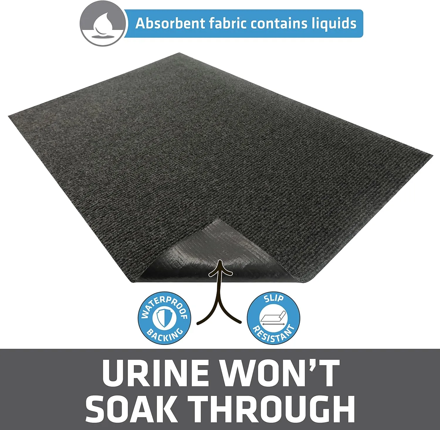 Drymate Jumbo Plush Cat Litter Trapping Mat, Traps Mess from Box, Protects Floors, Urine-Proof, Machine Washable, Soft on Kitty Paws, Absorbent, Waterproof (USA Made, Recycled Content) (30"x45")(Dark)