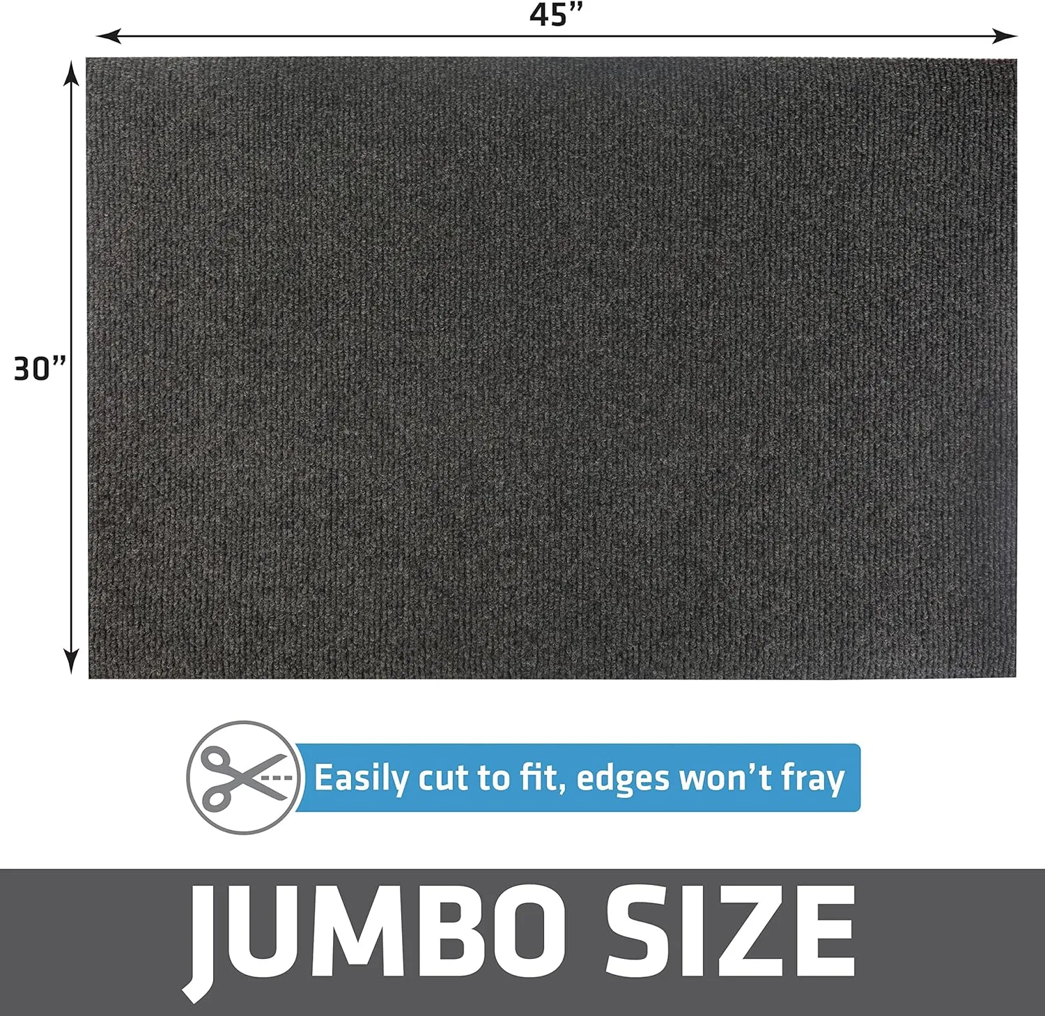 Drymate Jumbo Plush Cat Litter Trapping Mat, Traps Mess from Box, Protects Floors, Urine-Proof, Machine Washable, Soft on Kitty Paws, Absorbent, Waterproof (USA Made, Recycled Content) (30"x45")(Dark)