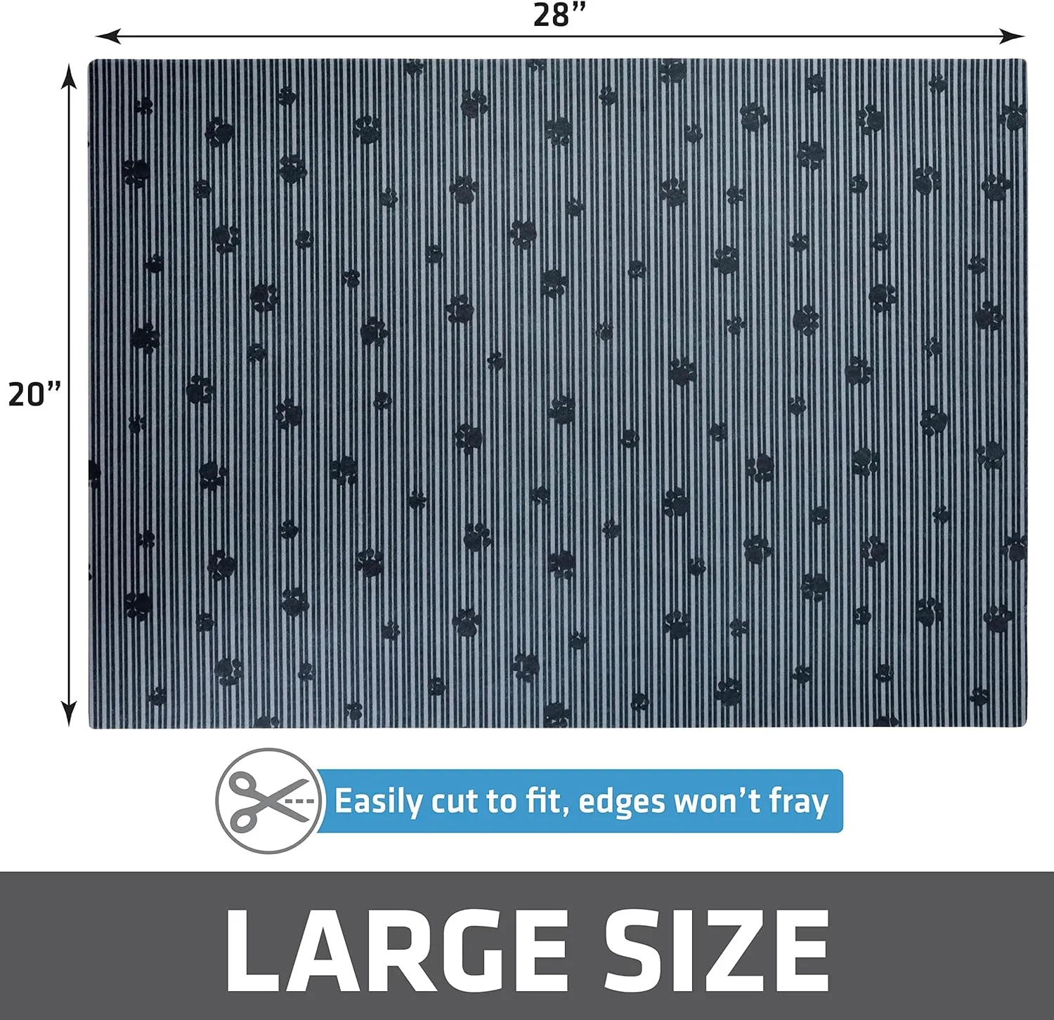 Drymate Original Cat Litter Mat, Contains Mess from Box, Protects Floors, Urine-Proof, Machine Washable, Soft on Kitty Paws, Absorbent, Waterproof (USA Made, Recycled Content) (20x28)(GreyStripePaw)