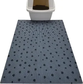 Drymate Original Cat Litter Mat, Contains Mess from Box, Protects Floors, Urine-Proof, Machine Washable, Soft on Kitty Paws, Absorbent, Waterproof (USA Made, Recycled Content) (28x36)(GreyStripePaw)