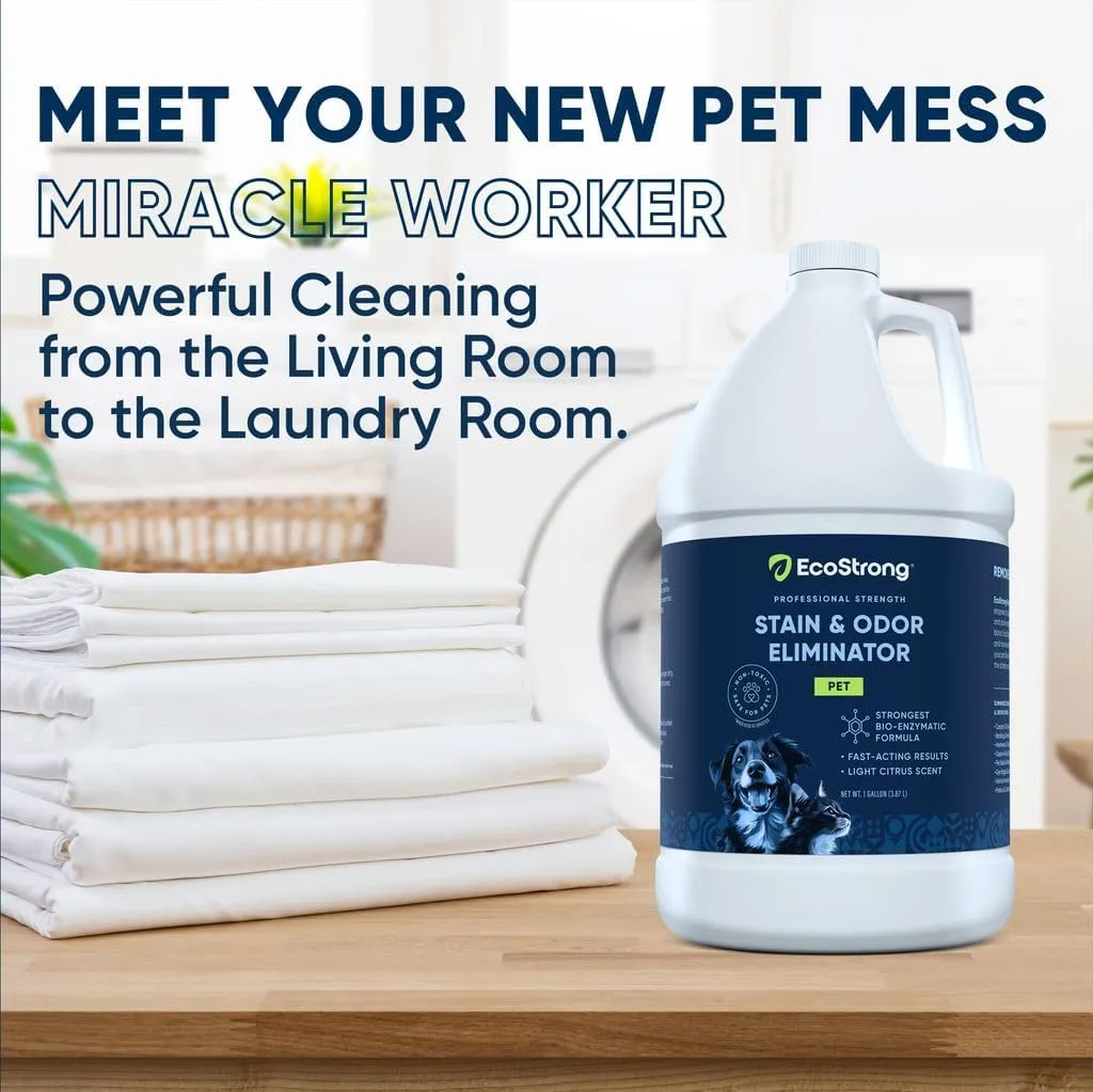Eco Strong Pet Stain and Odor Remover - Cat Urine Enzyme Cleaner Destroyer, Urine Destroyer for Dogs, Pet Urine Enzyme Cleaner - 128 Oz
