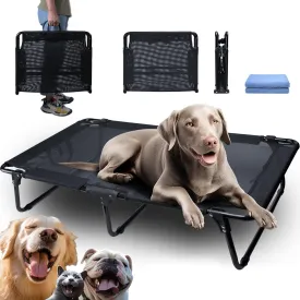 Elevated Dog Bed - Comfortable Raised Pet Cot, Durable, Foldable, Chew-Proof - Cooling Dog Bed for Indoor & Outdoor All Seasons Use - Large