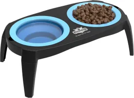 Elevated Pet Bowls Collection with Non Slip Stand for Dogs and Cats-Removeable and Collapsible Silicone Feeder for Food and Water- 16 Oz Each by PETMAKER (Pink), Blue
