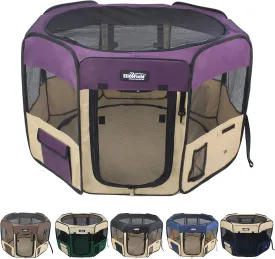 EliteField 2-Door Soft Pet Playpen (2 Year Warranty), Exercise Pen, Multiple Sizes and Colors Available for Dogs, Cats and Other Pets (48" x 48" x 32"H, Purple Beige)