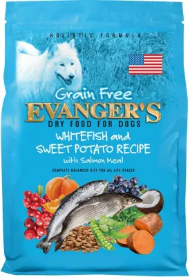 Evanger's Grain-Free Whitefish & Sweet Potato with Salmon and Buffalo Meal Dry Dog Food, 4.4 lb Bag