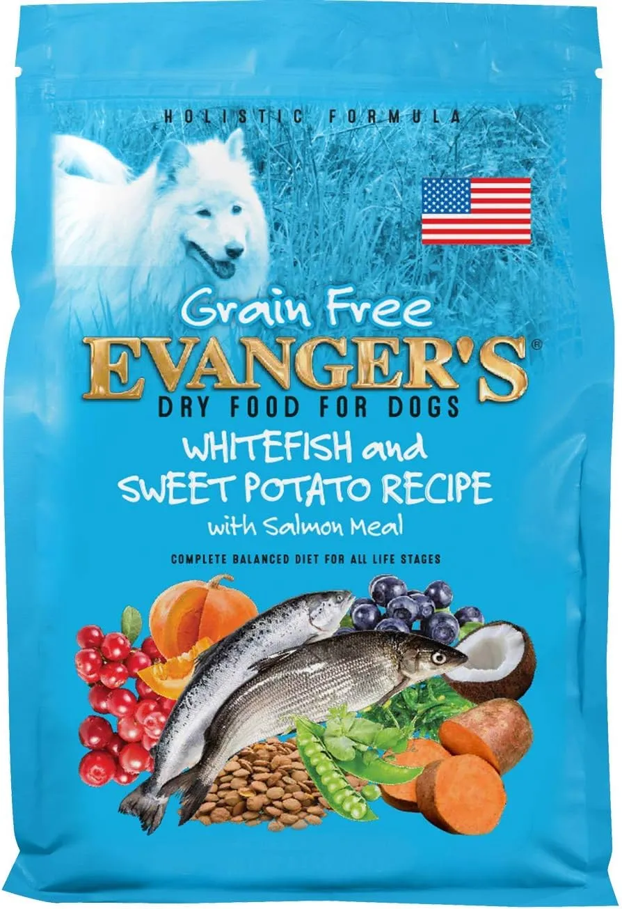 Evanger's Grain-Free Whitefish & Sweet Potato with Salmon and Buffalo Meal Dry Dog Food, 4.4 lb Bag