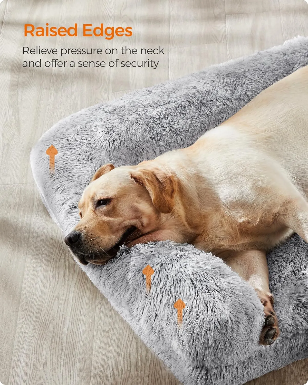 Feandrea Dog Bed, Orthopaedic Dog Sofa Bed for Medium Dogs, Waterproof Ped Bed with Removable Washable Cover, 36 x 27 x 9 Inches, Gray Ombr UPGW232G01