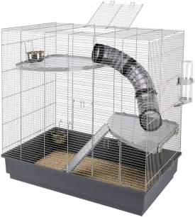 Ferplast Jenny Large Rat and Ferret Cage - Multi-Level Habitat with Tunnel System & Ladder - Includes Accessories - Easy Maintenance & Clean, 80x50xh79.5 cm