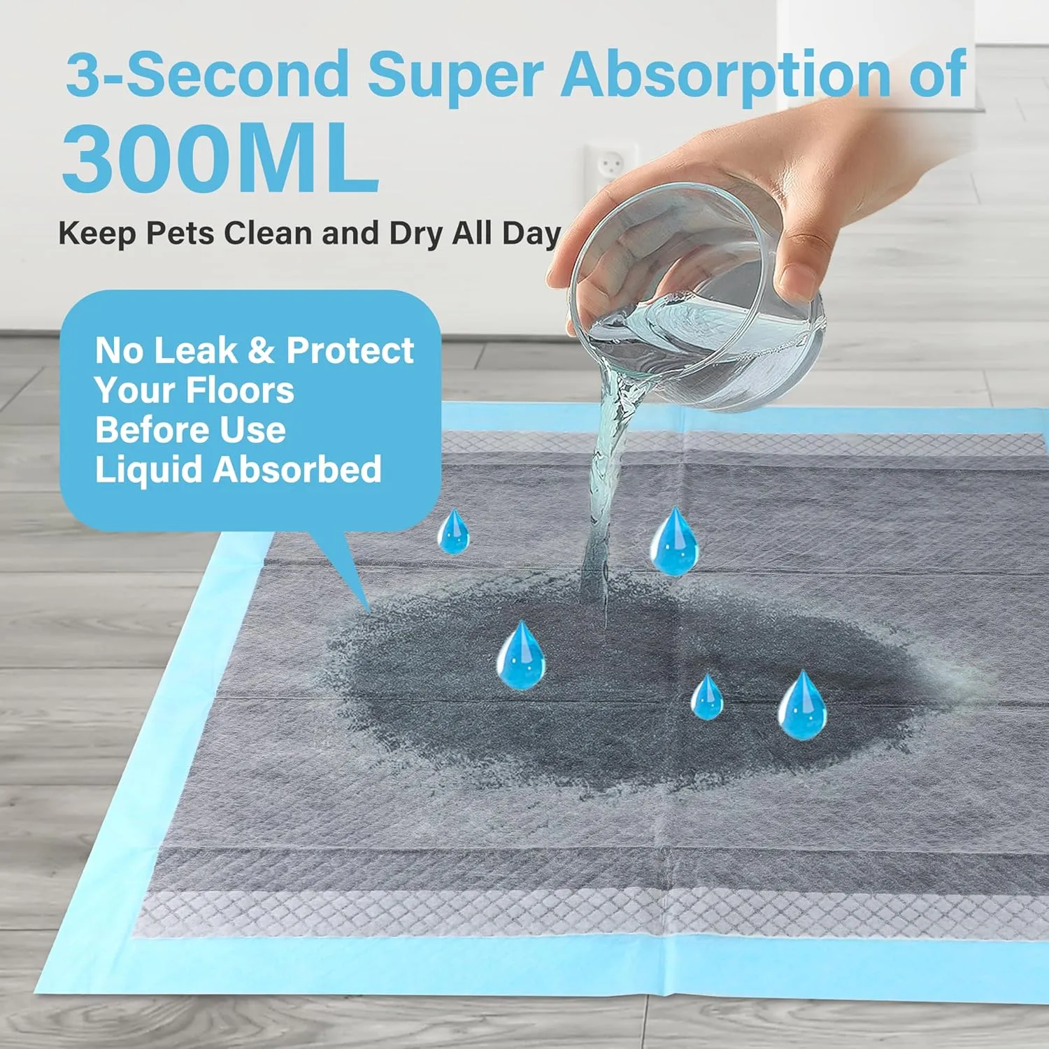 FluffyDream Super Absorbent Waterproof Dog and Puppy Pet Training Pad, Housebreaking Pet Pad, Small-Size, Blue, 23.5"x 23.5" (40 PCS), Odor Control