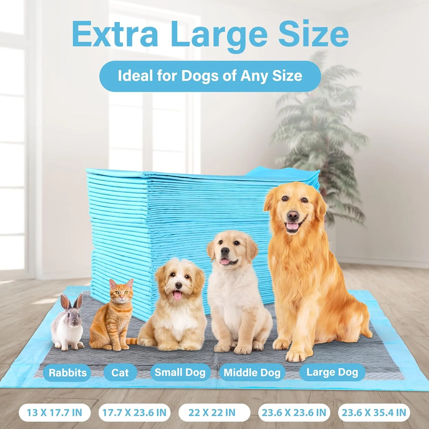 FluffyDream Super Absorbent Waterproof Dog and Puppy Pet Training Pad, Housebreaking Pet Pad, Small-Size, Blue, 23.5"x 23.5" (40 PCS), Odor Control