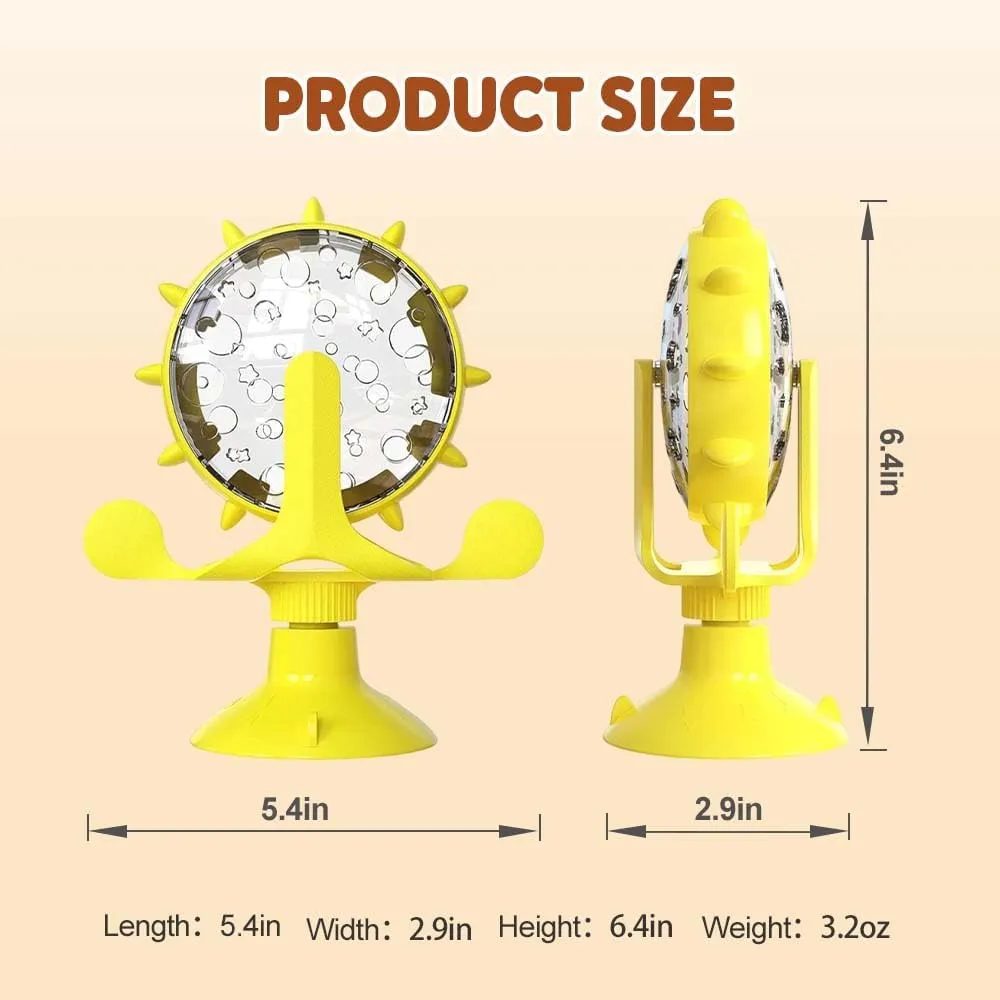 Food Spinning Windmill,2025 New Dog Food Leakage Toy Dispenser,Pet Treat Feeder Cat Puzzle Interactive Toy,360 Rotating Kitten Slow Feeders with Strong Suction Cup (Lake Blue/1pcs)