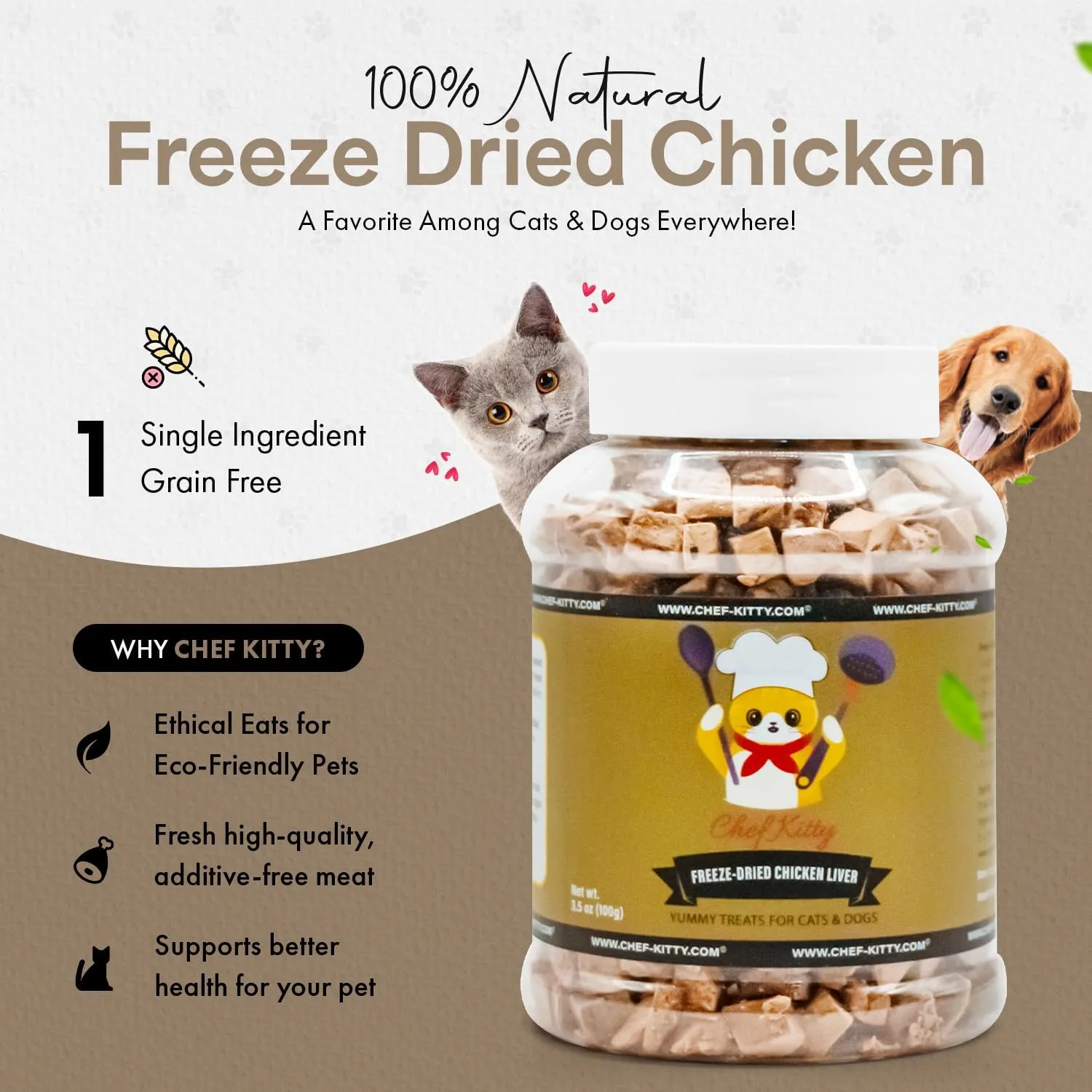 Freeze-Dried Chicken Liver Treats for Cats & Dogs  100% Human Grade, Single Ingredient, High-Protein, Healthy Snack  No Additives or Preservatives  3.1oz - Inspected & Tested in USA