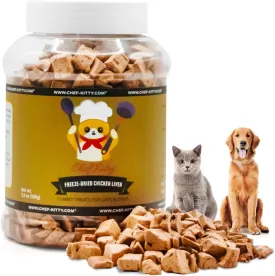 Freeze-Dried Chicken Liver Treats for Cats & Dogs  100% Human Grade, Single Ingredient, High-Protein, Healthy Snack  No Additives or Preservatives  3.1oz - Inspected & Tested in USA