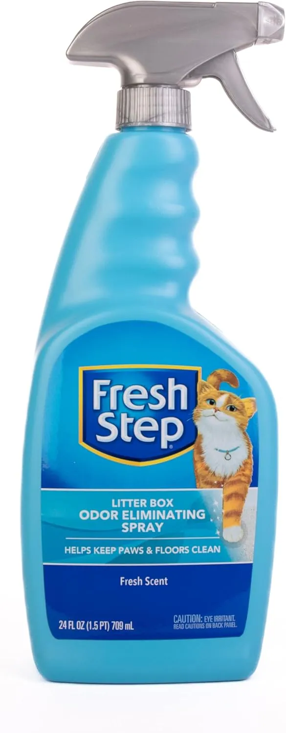 Fresh Step Cat Litter Box Odor Eliminating Spray | Cat Deodorizer Spray for Litter Box | Odor Neutralizing Cat Spray Cat Product for All Cat Litter | 24 Ounces