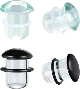 Glass Ear Stretching Kit Single Flare Plugs & Rubber Rings Unique 1mm Increments 3mm-25mm Gradual Sizing Smooth Glass Gauges for Daily Wear Earring Expander Stretcher Piercing Body Jewelry 4Pcs