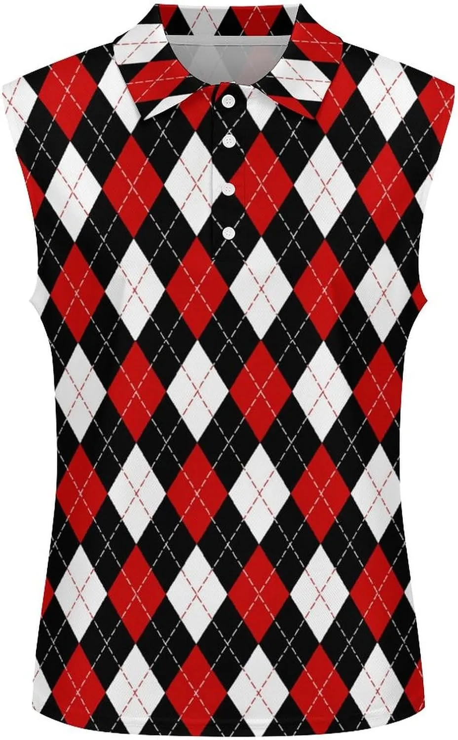 Golf Shirt Womens Sleeveless Moisture Wicking Athletic Printed Polo Golf Tank Top Women (XS-4XL)