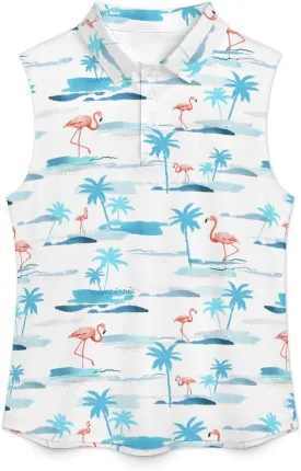 Golf Shirt Womens Sleeveless Moisture Wicking Athletic Printed Polo Golf Tank Top Women (XS-4XL)