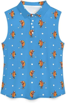 Golf Shirt Womens Sleeveless Moisture Wicking Athletic Printed Polo Golf Tank Top Women (XS-4XL)