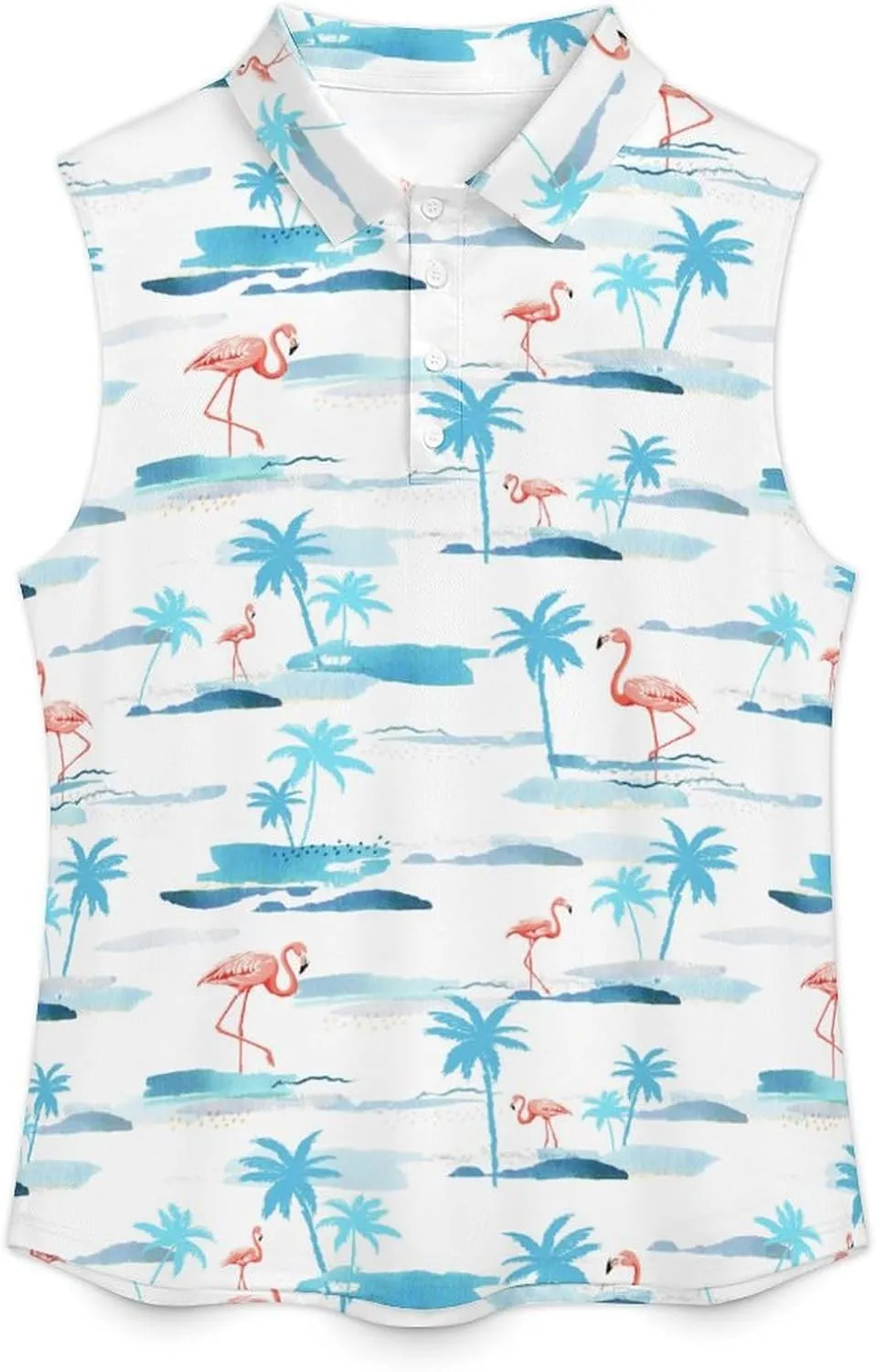 Golf Shirt Womens Sleeveless Moisture Wicking Athletic Printed Polo Golf Tank Top Women (XS-4XL)