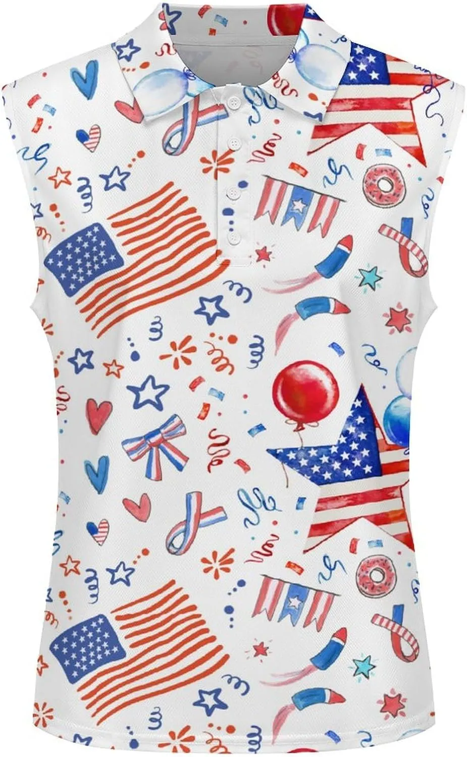 Golf Shirt Womens Sleeveless Moisture Wicking Athletic Printed Polo Golf Tank Top Women (XS-4XL)