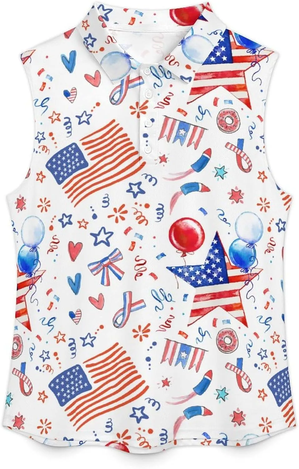 Golf Shirt Womens Sleeveless Moisture Wicking Athletic Printed Polo Golf Tank Top Women (XS-4XL)