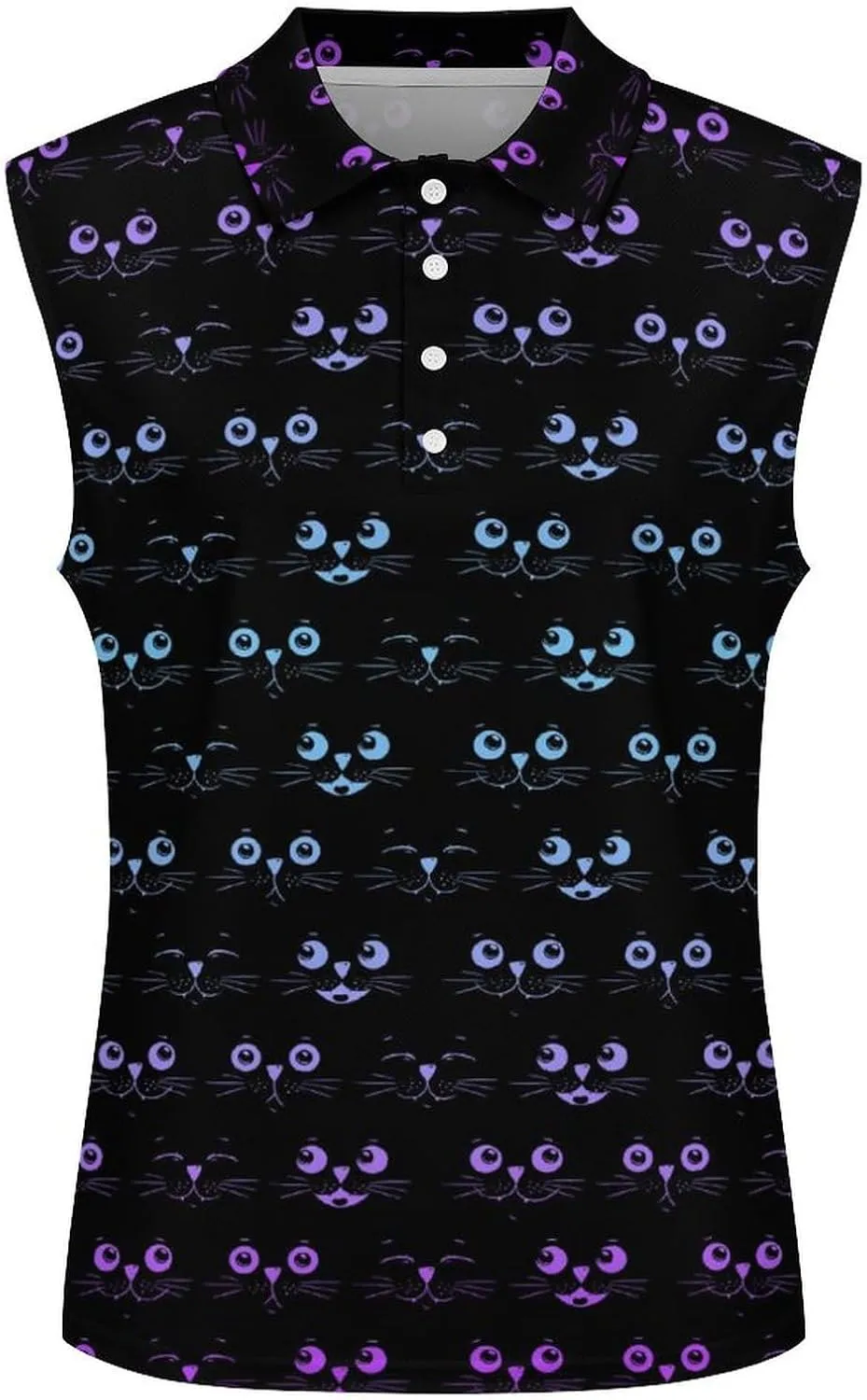 Golf Shirt Womens Sleeveless Moisture Wicking Athletic Printed Polo Golf Tank Top Women (XS-4XL)