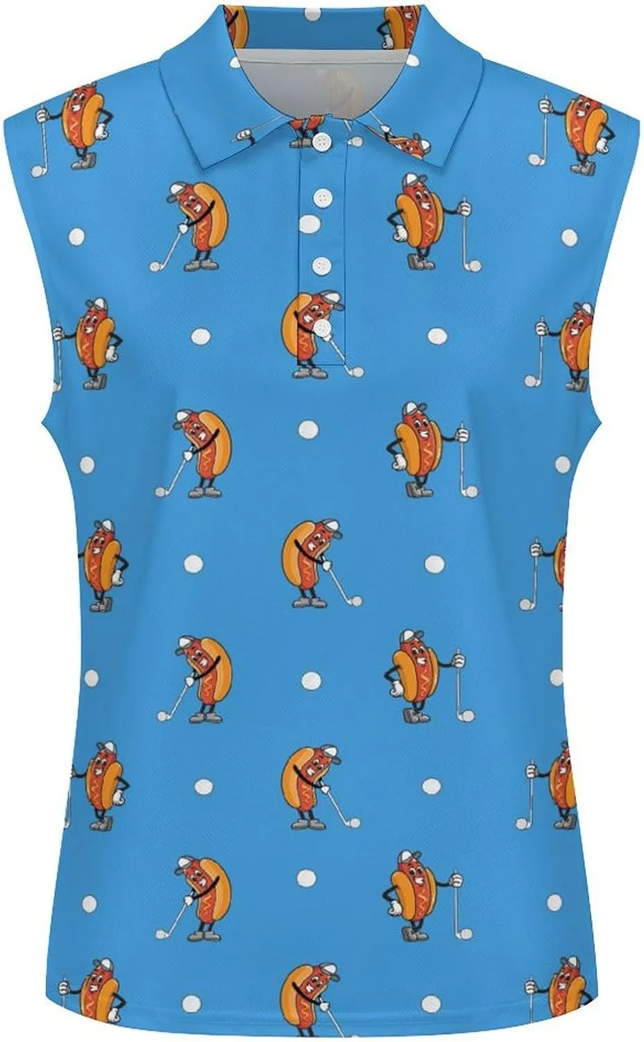 Golf Shirt Womens Sleeveless Moisture Wicking Athletic Printed Polo Golf Tank Top Women (XS-4XL)