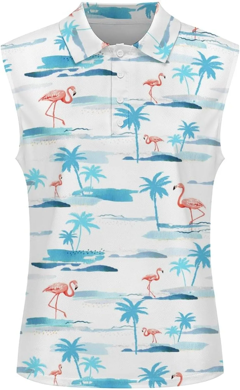 Golf Shirt Womens Sleeveless Moisture Wicking Athletic Printed Polo Golf Tank Top Women (XS-4XL)