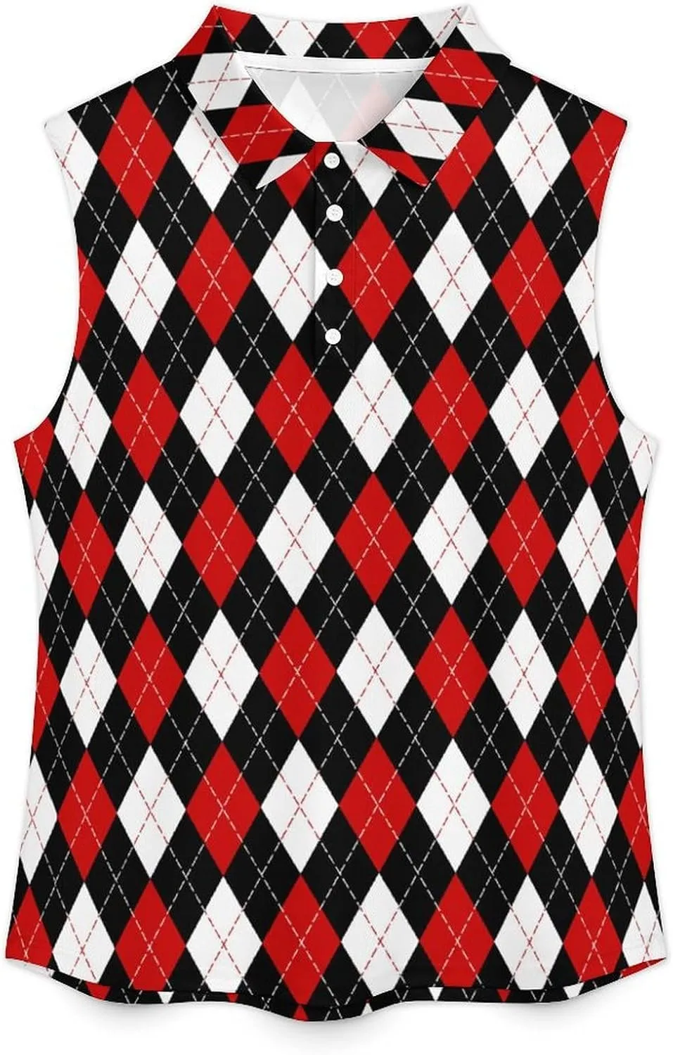 Golf Shirt Womens Sleeveless Moisture Wicking Athletic Printed Polo Golf Tank Top Women (XS-4XL)