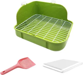 Hamiledyi Rabbit Litter Box Rabbit Toilet Potty Trainer Corner Litter Bedding Box for Small Animals Bunny Guinea Pig Chinchilla Ferret