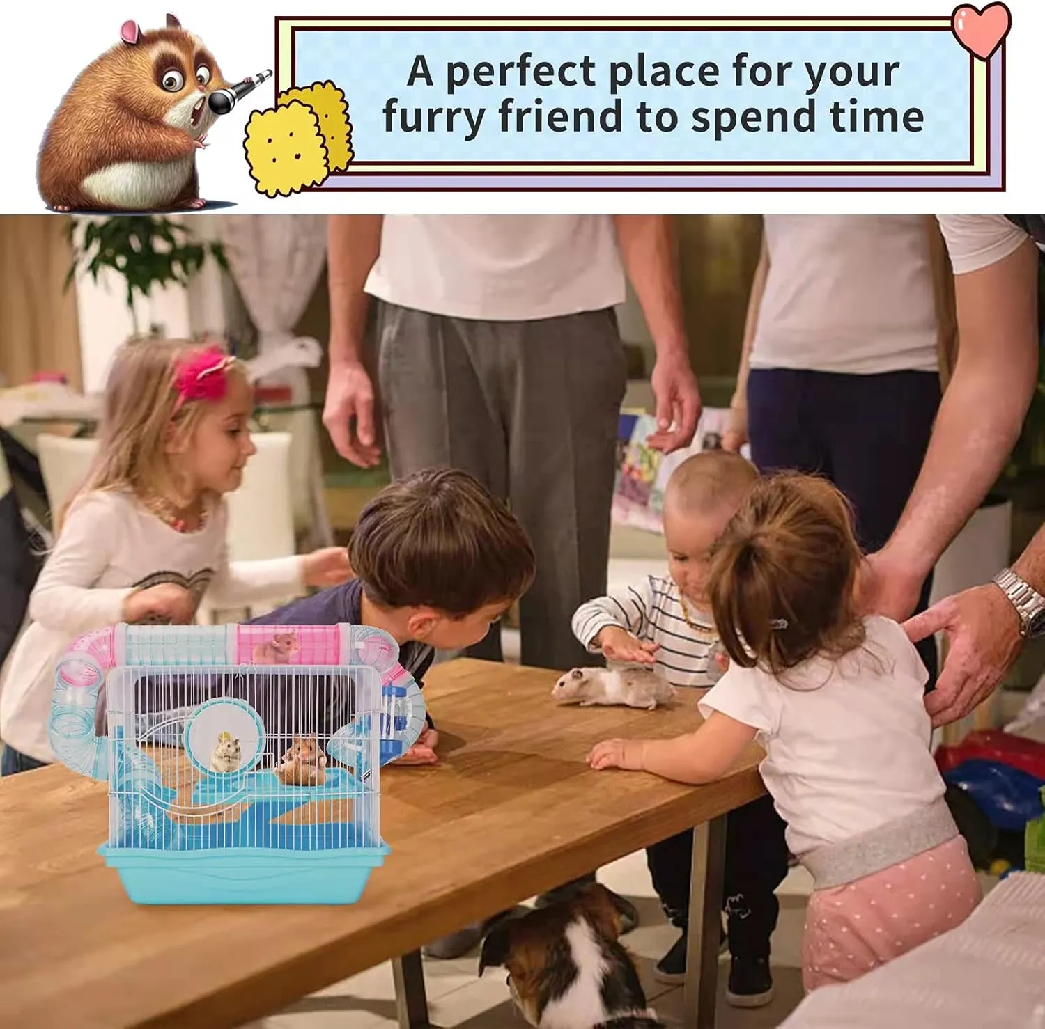 Hamster Cages and Habitats, A Wire Rat Cage with a Large Space for Dwarf Hamsters, Guinea Pig, Gerbils, Mouse or Other Small Animal Cage.