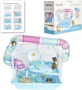 Hamster Cages and Habitats, A Wire Rat Cage with a Large Space for Dwarf Hamsters, Guinea Pig, Gerbils, Mouse or Other Small Animal Cage.
