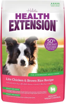 Health Extension Lite Chicken & Brown Rice Dry Dog Food (1 lb / 0.45 kg) - Low-Fat Formula with Glucosamine, Probiotics & Omega 3 for Overweight, Spayed, Neutered, or Senior Dogs