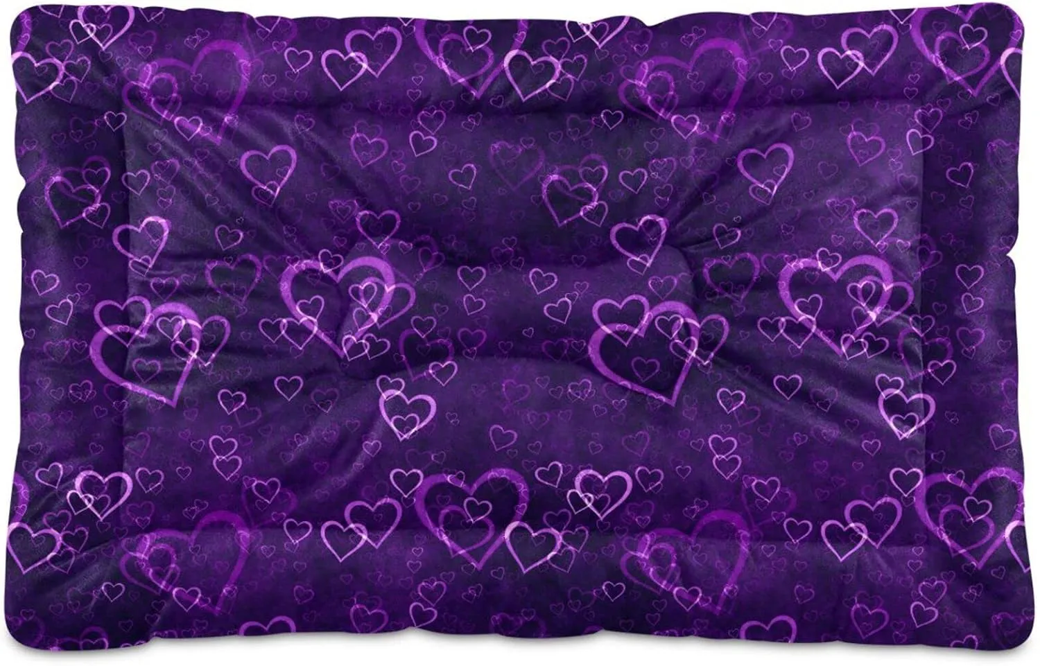 Hearts Purple Dog Bed Cat Bed Soft Washable Pet Crate Mat Non Slip Comfortable Dog Kennel Crate Mat for Medium Large Small Dogs Cats, 24 x 36 Inch