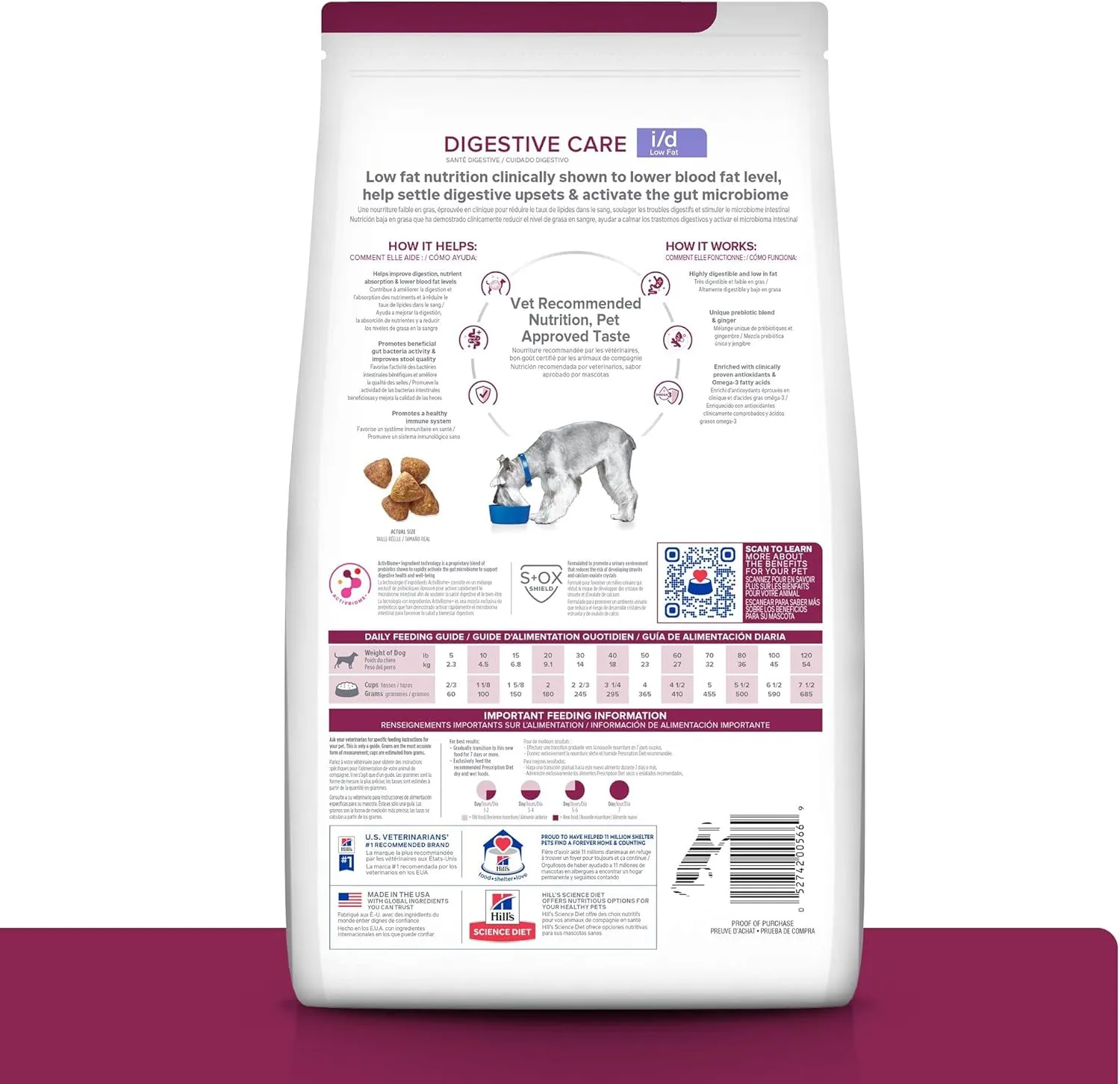 Hill's Prescription Diet i/d Low Fat Digestive Care Chicken Flavor Dry Dog Food, Veterinary Diet, 8.5 lb. Bag