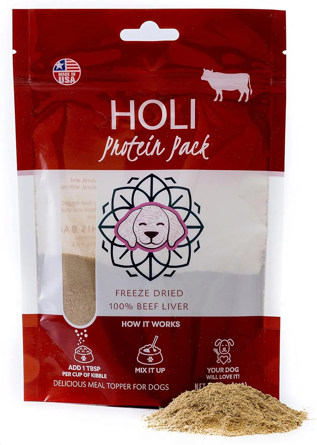 HOLI Beef Liver Dog Food Topper - Single Ingredient, Human-Grade - Freeze Dried Protein and Flavor Enhancer for Picky Dogs  Grain Free  100% All Natural - 8oz