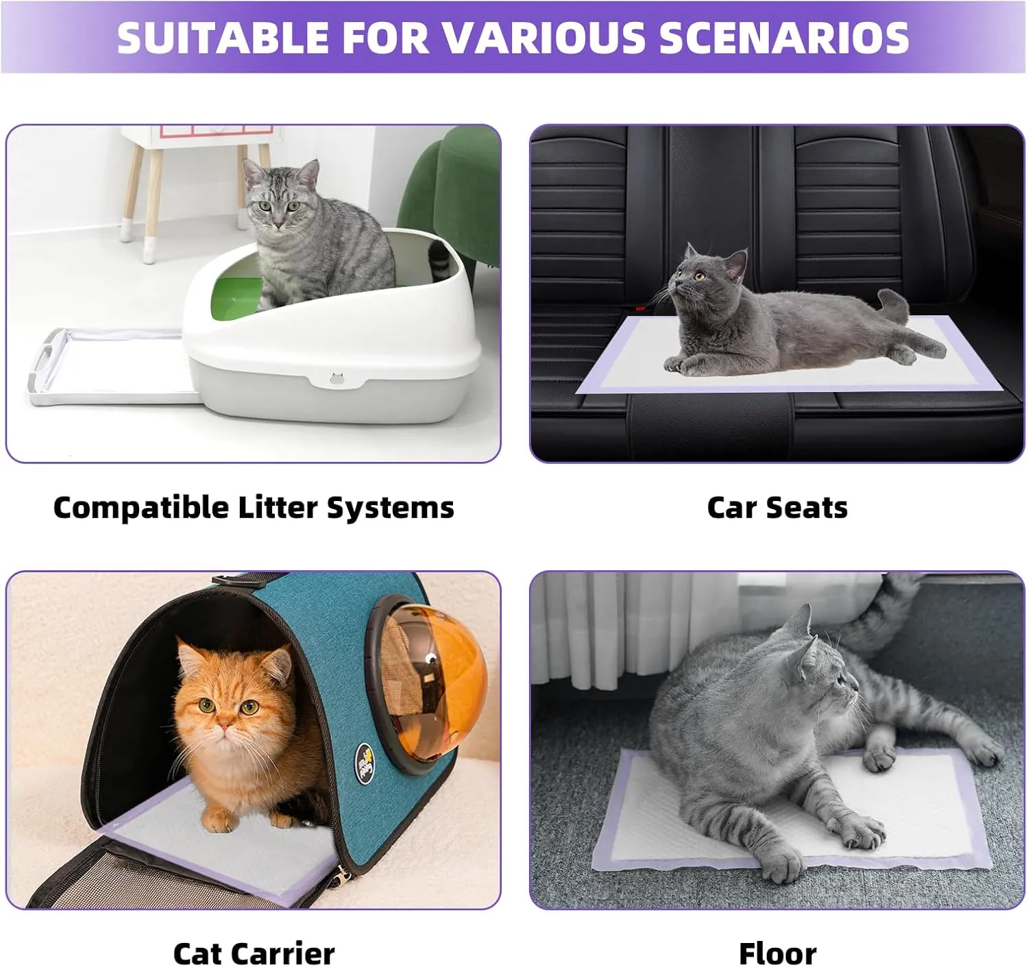 IMMCUTE Cat Pads 16.9" X 11.4", 30 Ct | Pee Pads for Cats | Thickened 6-Layer Super Absorbent Pads | Cat Pads for Tidy Cats Breeze Litter System | Cat Pee Pad for Litter Box
