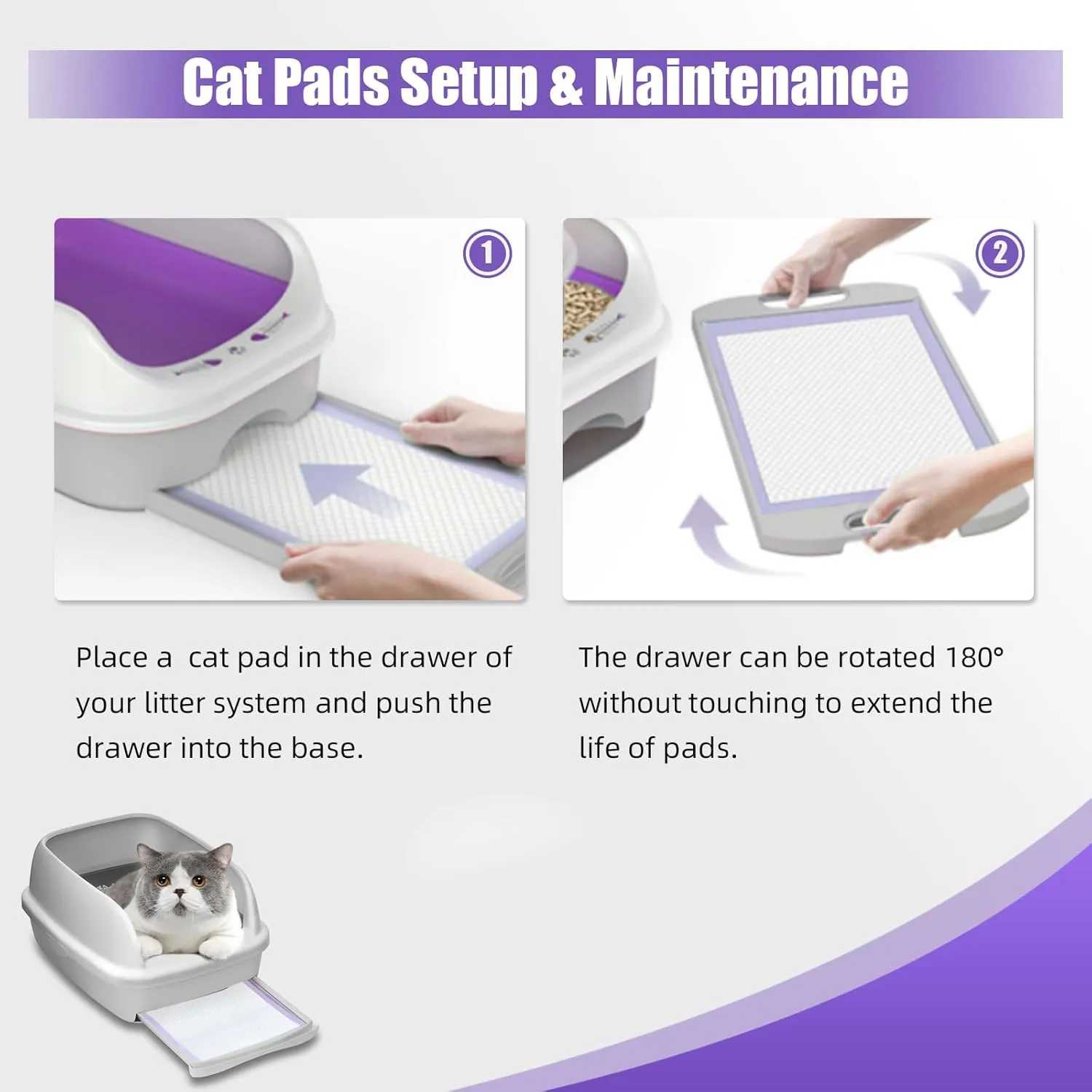 IMMCUTE Cat Pads 16.9" X 11.4", 30 Ct | Pee Pads for Cats | Thickened 6-Layer Super Absorbent Pads | Cat Pads for Tidy Cats Breeze Litter System | Cat Pee Pad for Litter Box