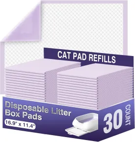 IMMCUTE Cat Pads 16.9" X 11.4", 30 Ct | Pee Pads for Cats | Thickened 6-Layer Super Absorbent Pads | Cat Pads for Tidy Cats Breeze Litter System | Cat Pee Pad for Litter Box
