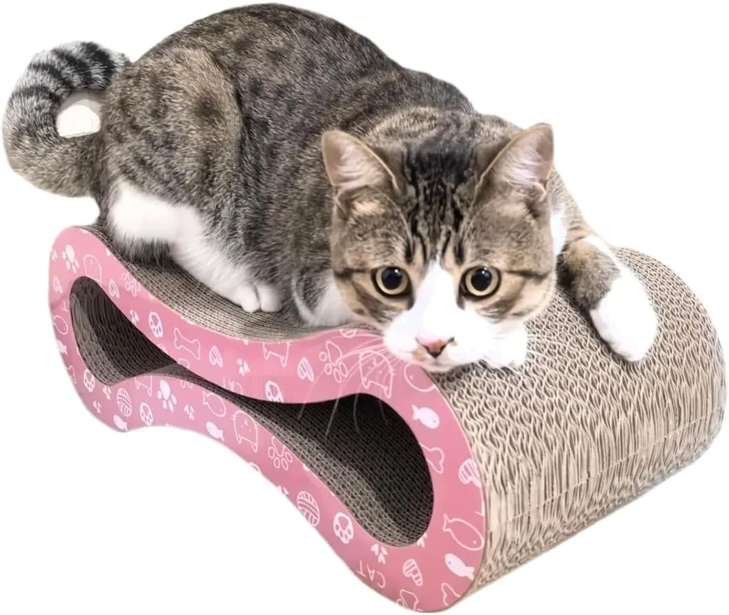 Infinity Shape Cat Scratcher Board | Heavy Duty Corrugated Cardboard with Organic Catnip - Double-Sided Scratching Pad for Indoor Cats, Kittens & Multi-Cat Homes - 18" Large Durable Design