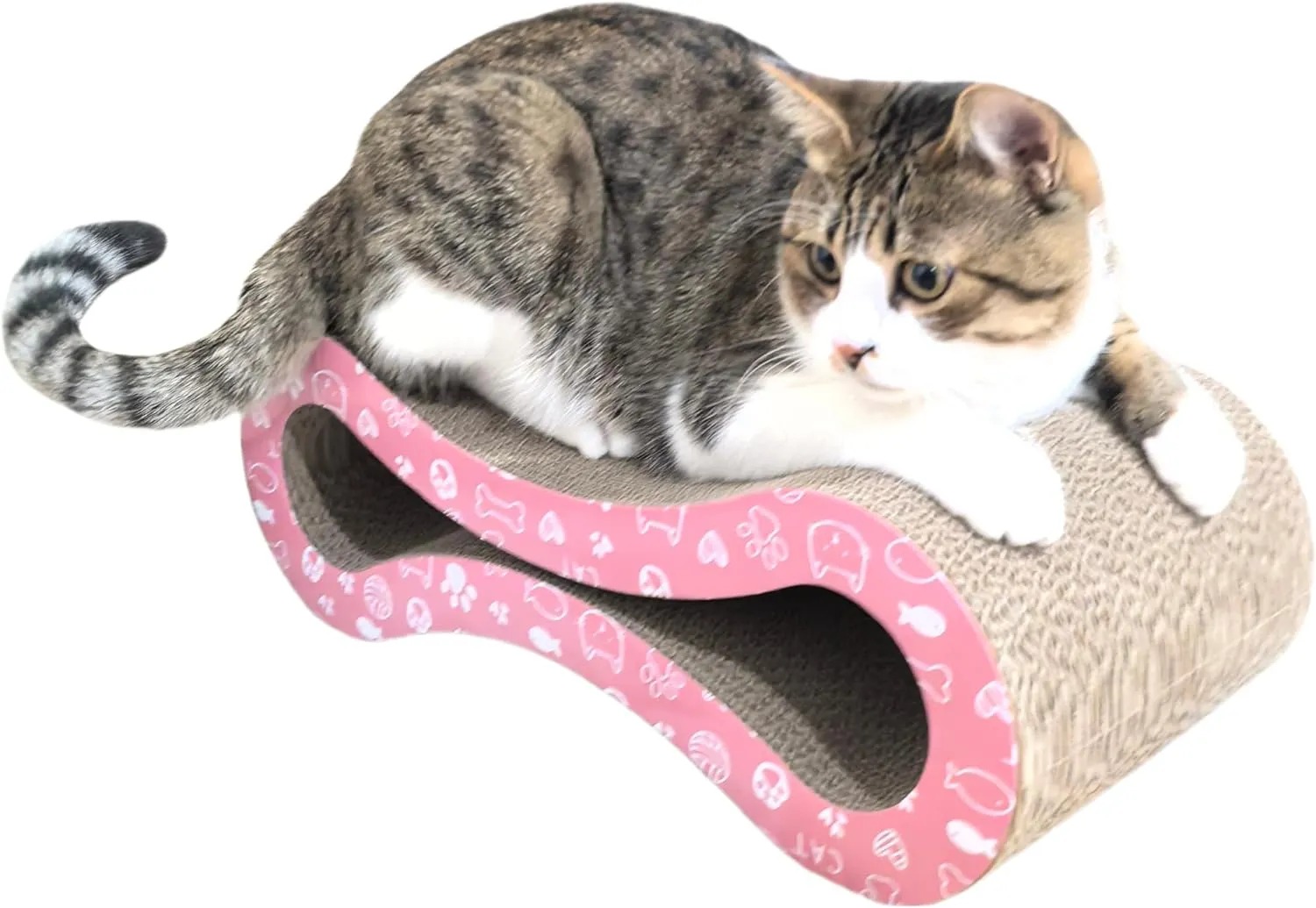 Infinity Shape Cat Scratcher Board | Heavy Duty Corrugated Cardboard with Organic Catnip - Double-Sided Scratching Pad for Indoor Cats, Kittens & Multi-Cat Homes - 18" Large Durable Design
