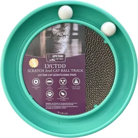 Interactive Cat Ball Track Toy for Indoor Cats, Cat Scratching Board & Exercise Set for Bored Indoor Adult and Kitten Mental & Physical Stimulation, with Spare Ball to Prevent Loss (Green)