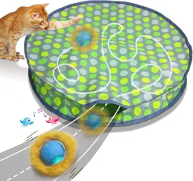 Interactive Cat Toys Ball Fast Rolling in Pouch, Motion Activate Chirping Cat Toy Hide and Seek Mouse Catching Game (Halloween Party)