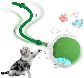 Interactive Cat Toys Ball for Indoor Cats Electric Chirping Bird Fast Moving Rolling Ball on Carpet, Chirping & Motion Activate Kitty Cat Toys(Green)